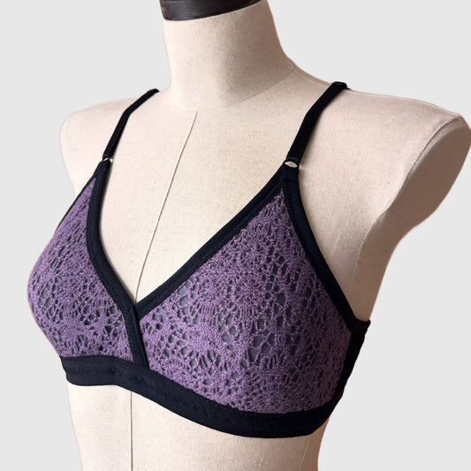 Merino wool lace bra Small/Medium A Cup | Handmade in Canada merino wool underwear and lingerie