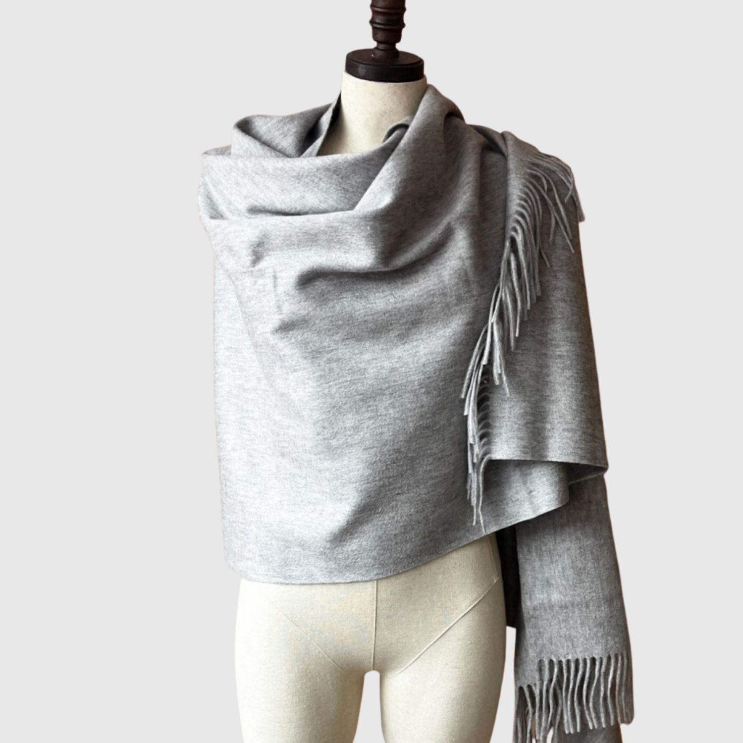 light grey lambs wool scarf | long wool winter scarf