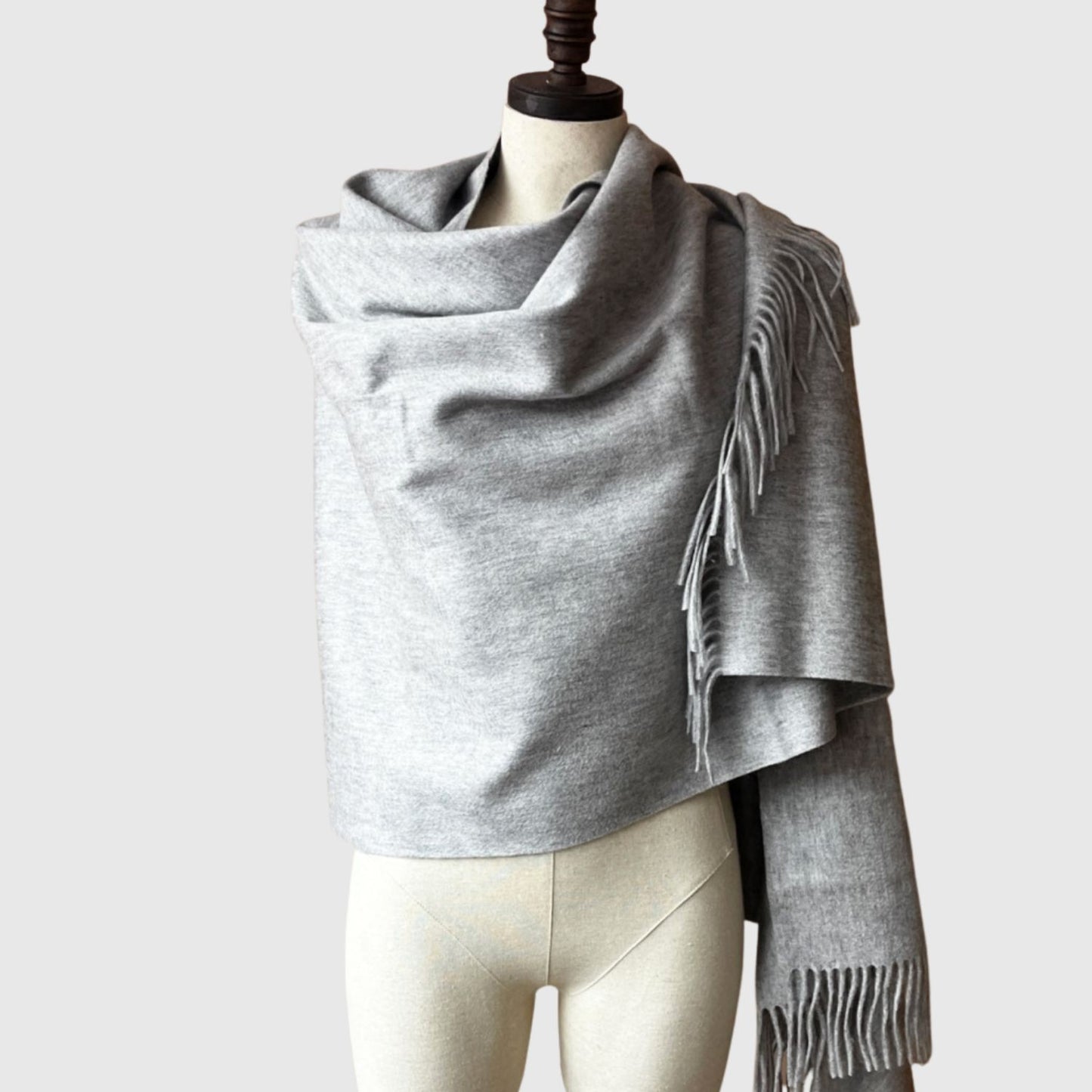 light grey lambs wool scarf | long wool winter scarf