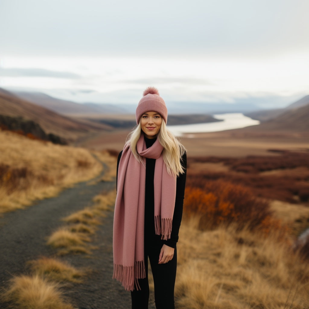 long wool pink scarf