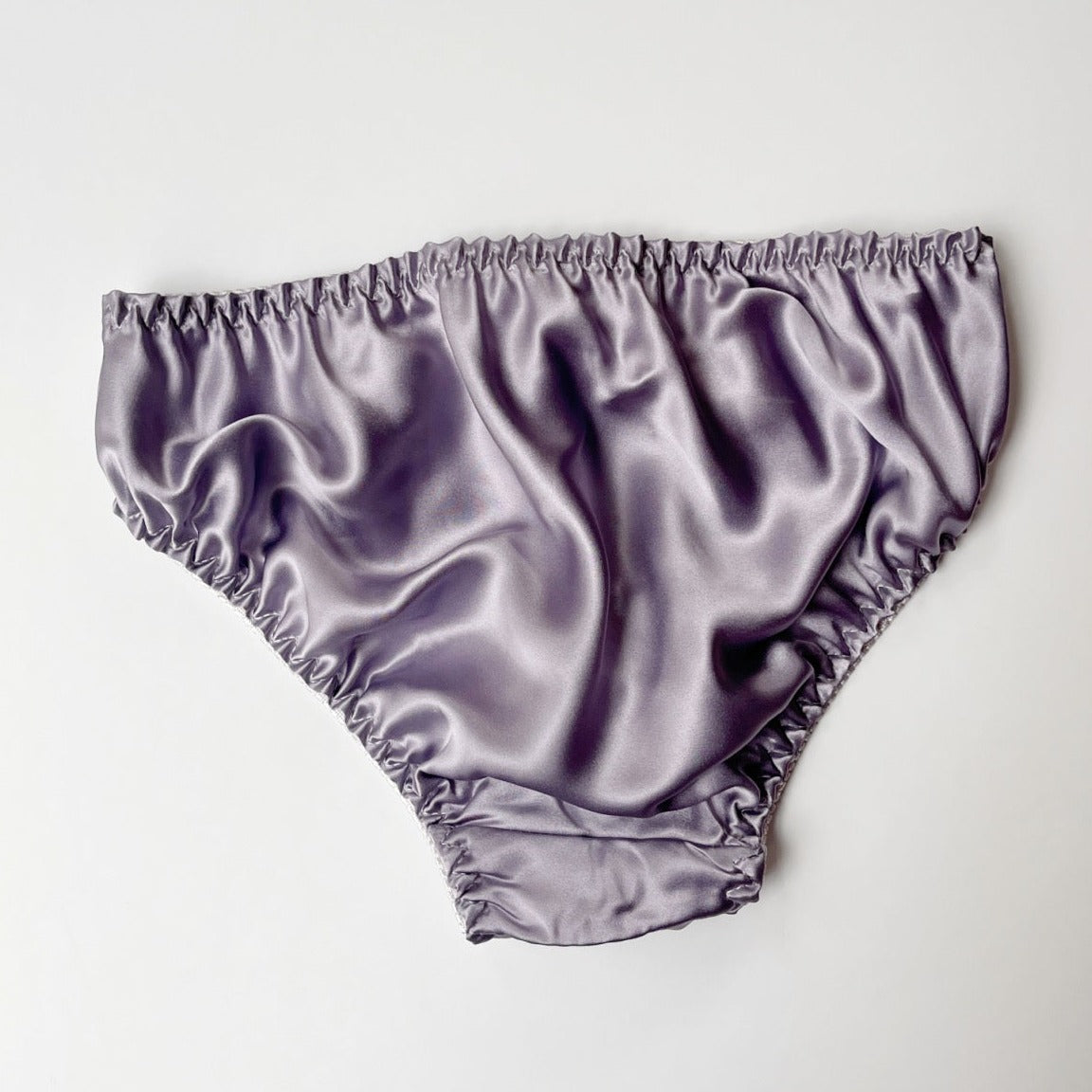 grey purple pure silk underwear for women, silk panties, made in Canada silk lingerie and apparel