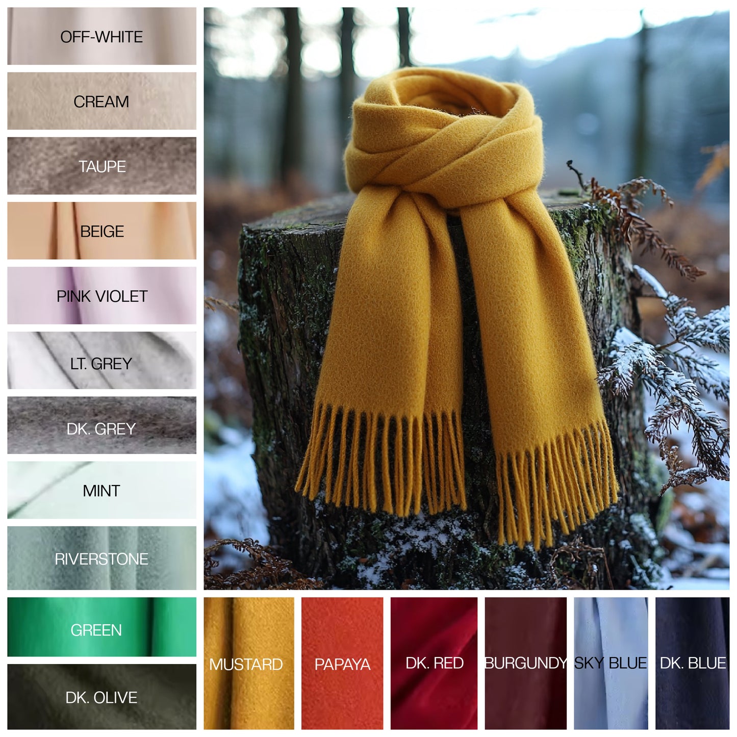 Long lambswool winter scarf | 18 colors