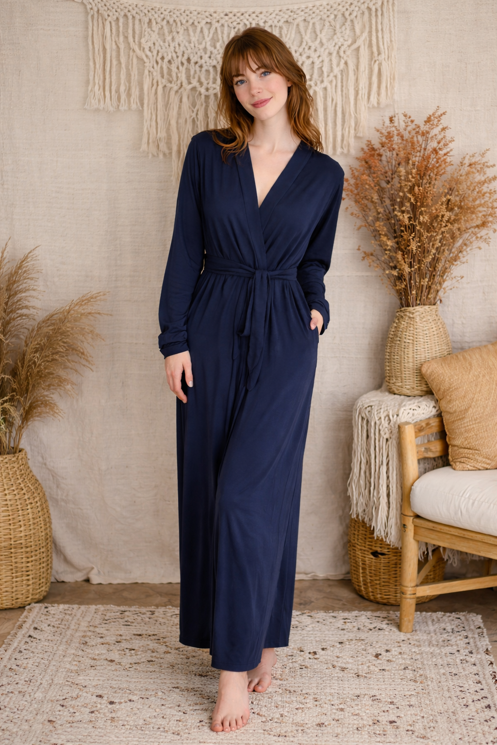 Made-to-measure Long organic cotton robe | Relaxed fit