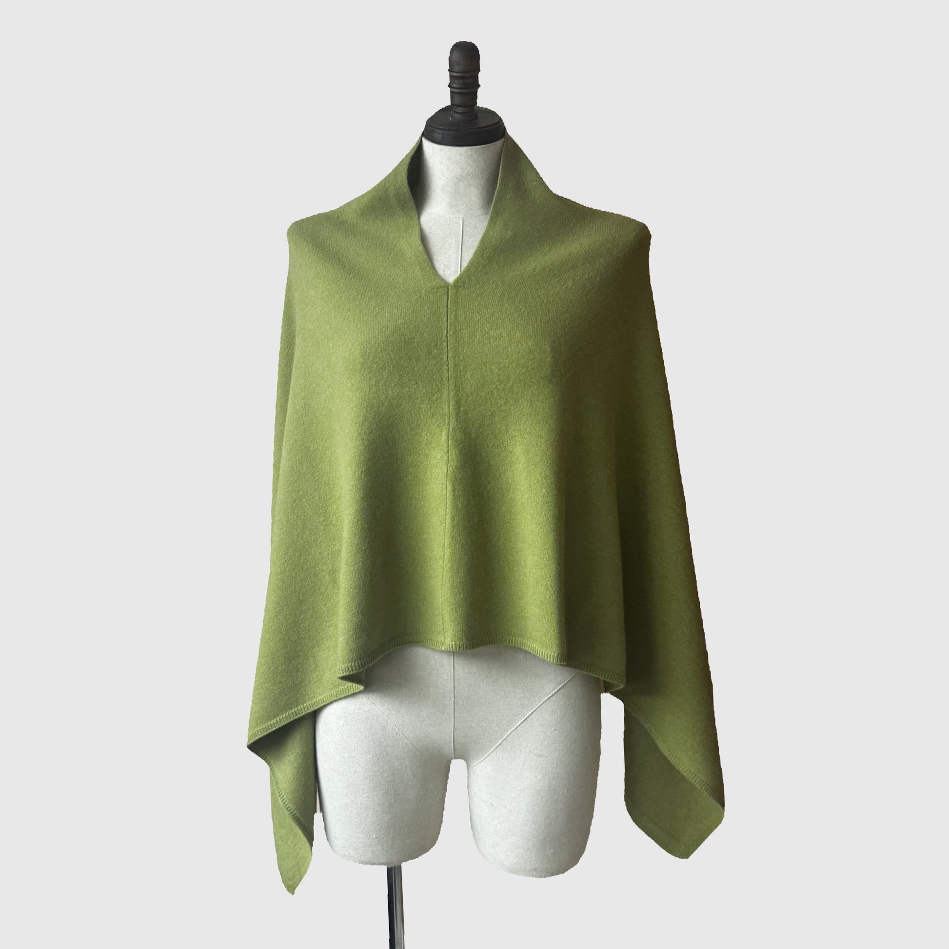 olive green felted merino wool pullover poncho