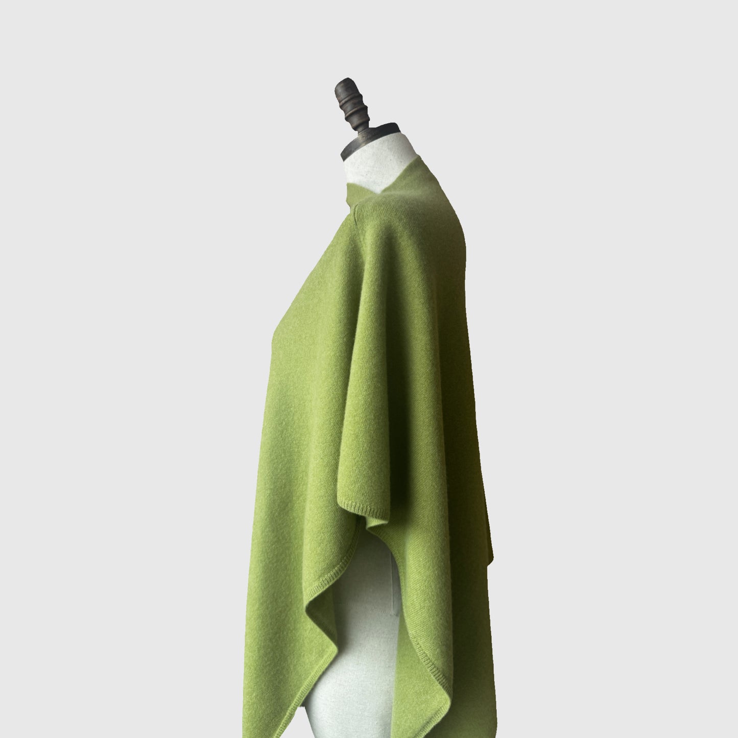 green felted merino wool pullover poncho