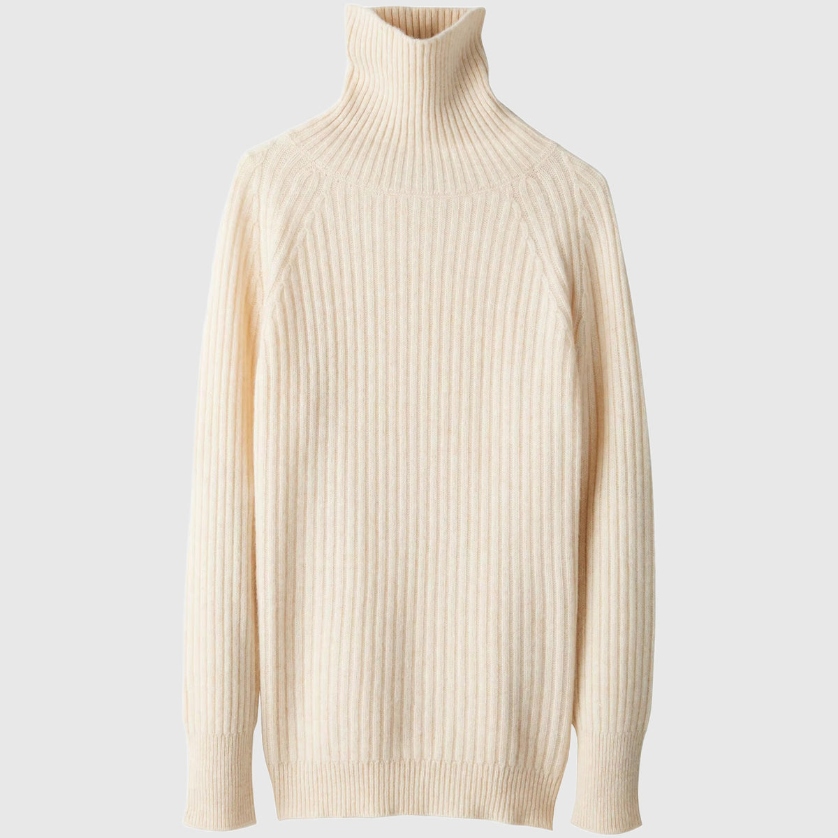 100% Pure Merino Wool Rib-Knit Turtleneck Sweater