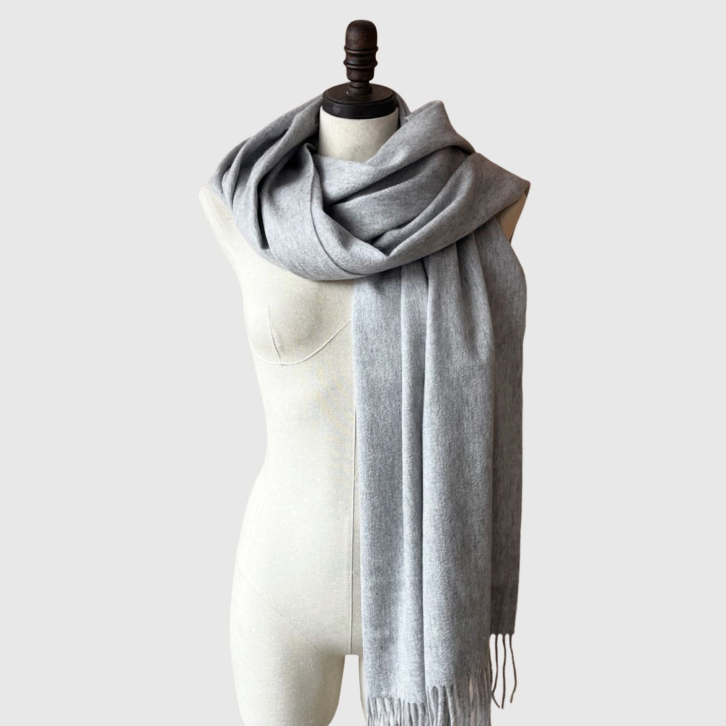 oversized lambs wool scarf | long wool winter scarflight grey wool scarf