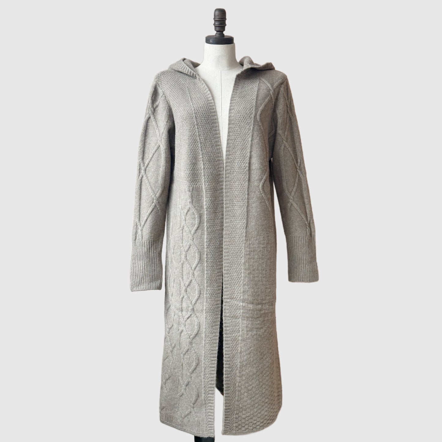 Natural merino wool long cardigan | Women's wool knitwear