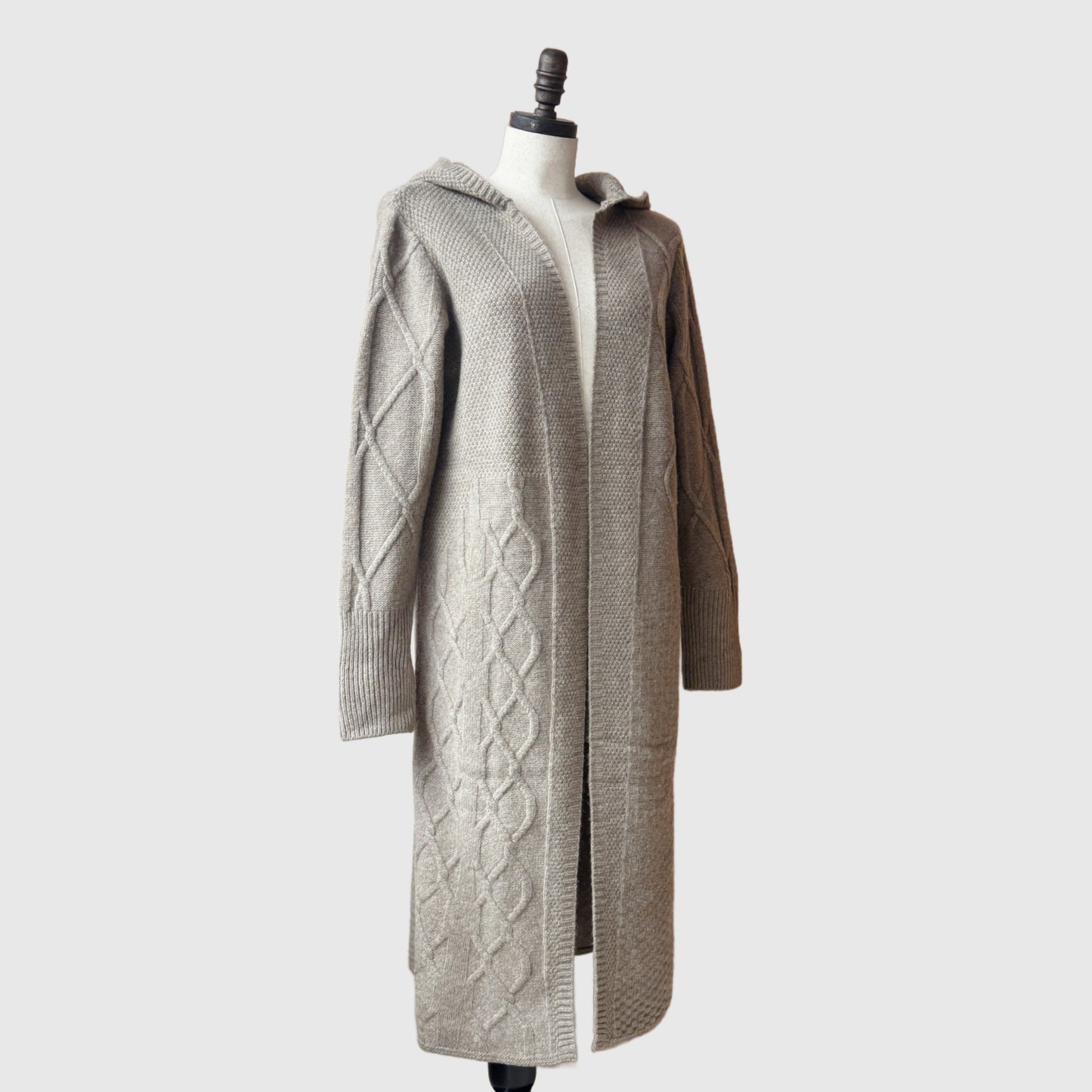 Natural merino wool long cardigan | Women's wool knitwear