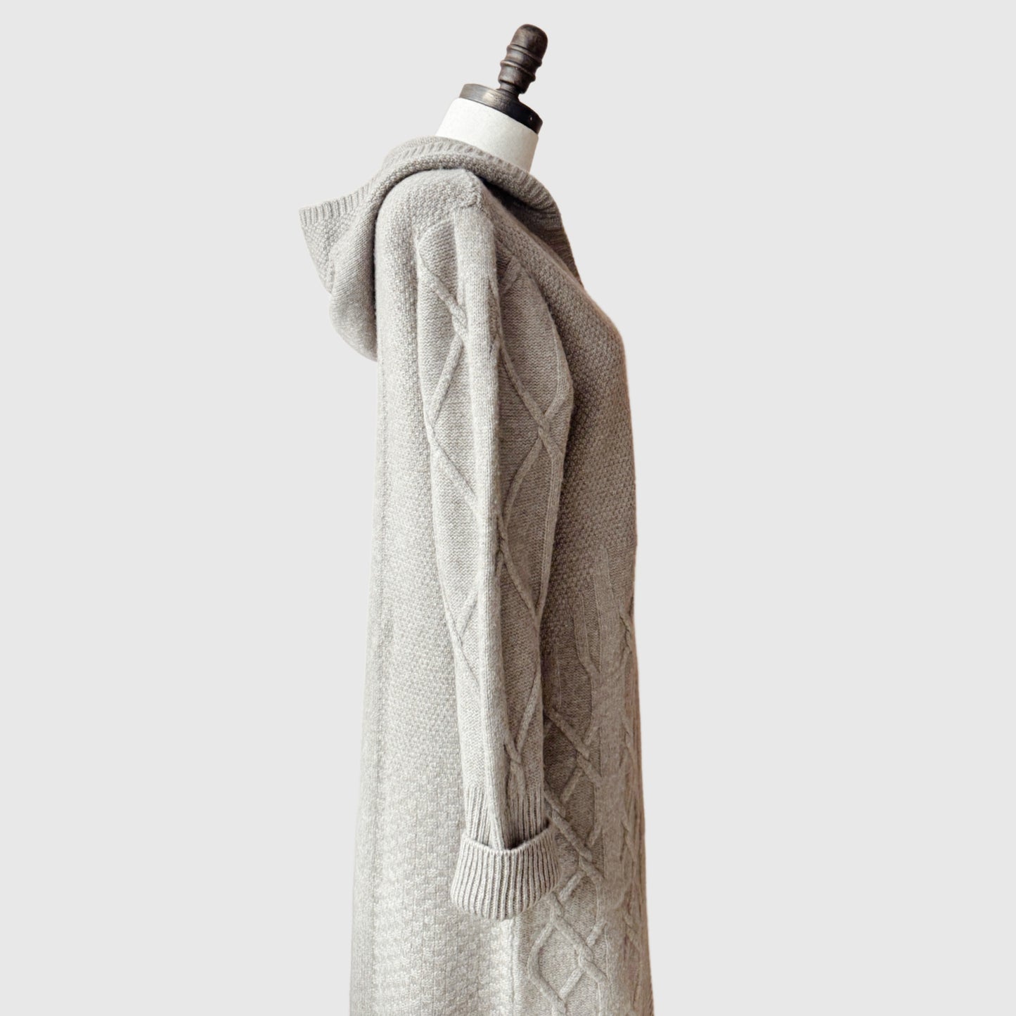 Natural merino wool long cardigan | Women's wool knitwear