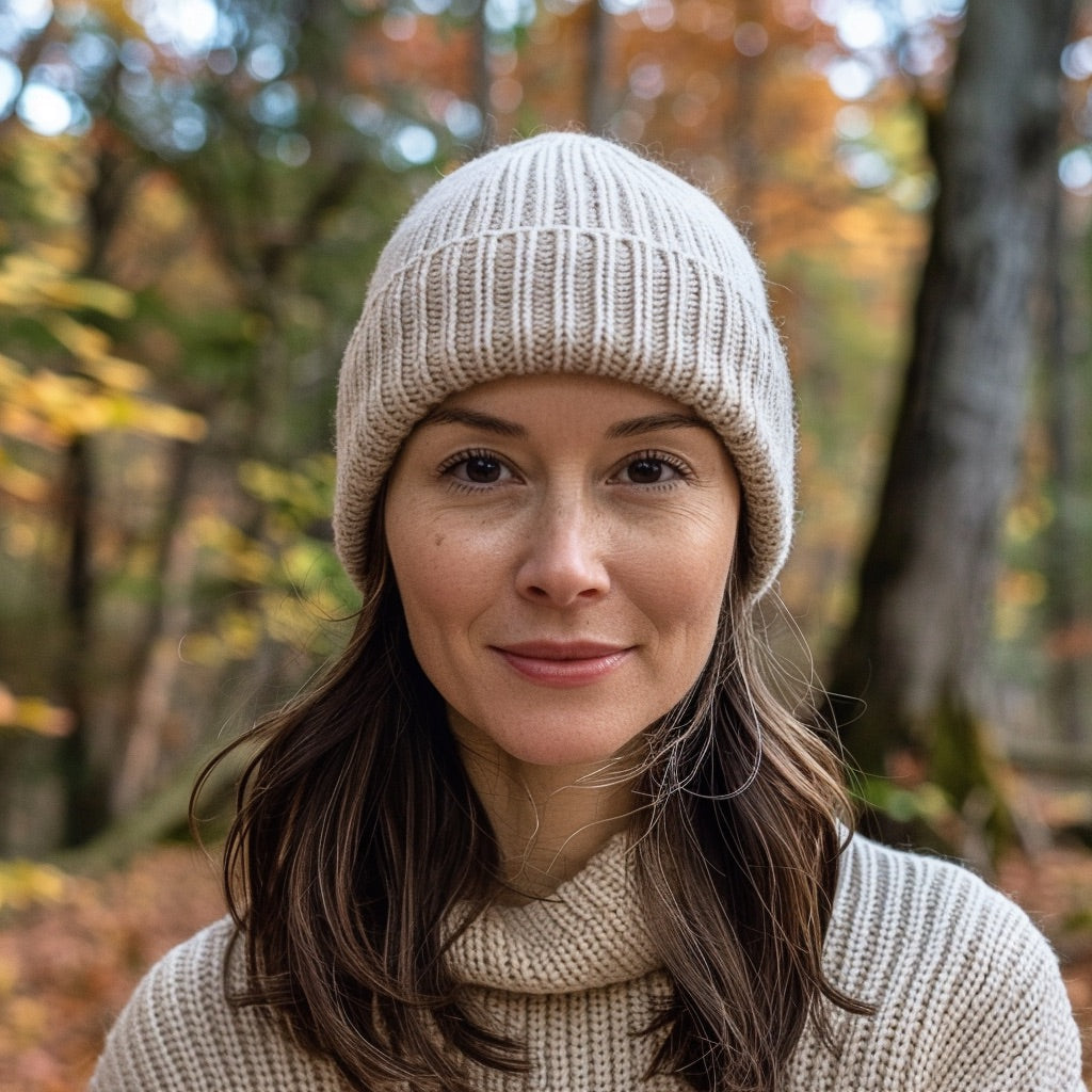 Natural Merino wool beanie hat