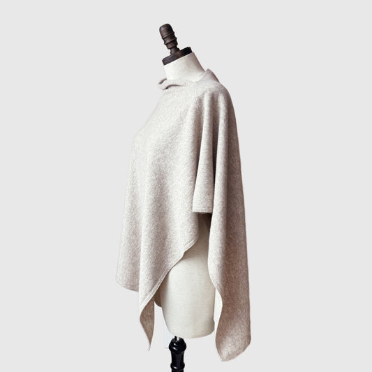 CLEARANCE Merino Wool Pullover Poncho in Natural