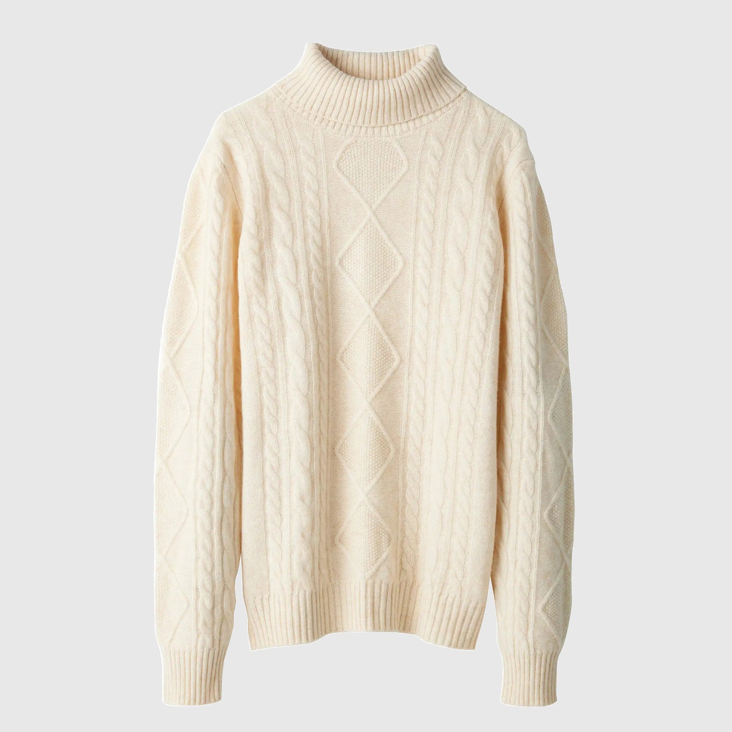 white merino wool cable knit sweater