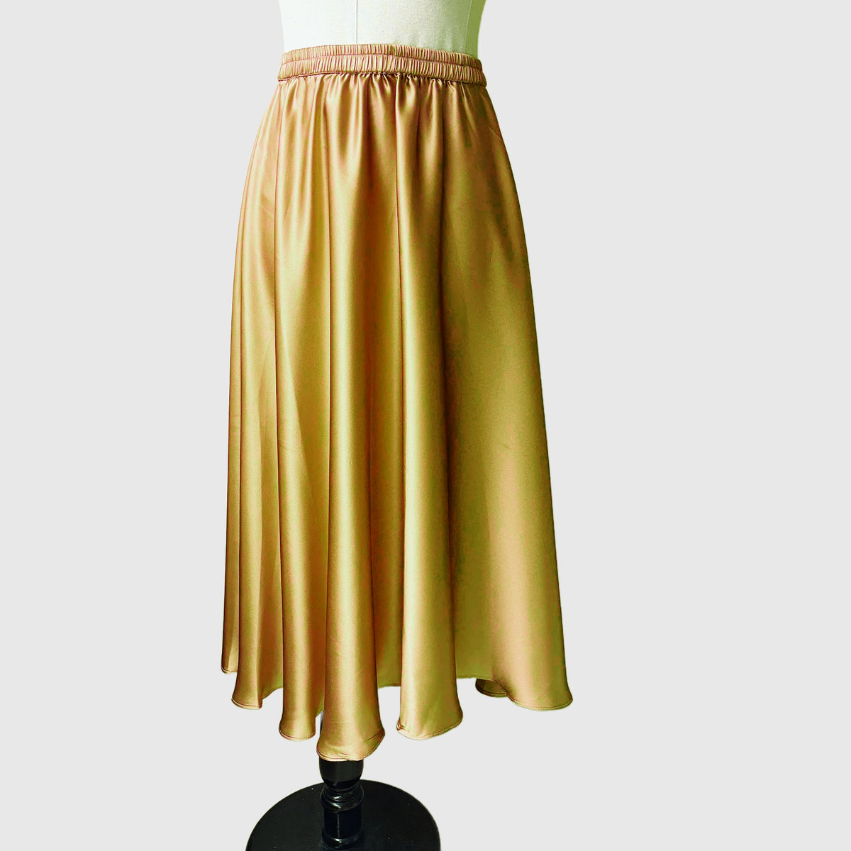 Flared Long silk skirt  | Cinched mulberry silk skirt