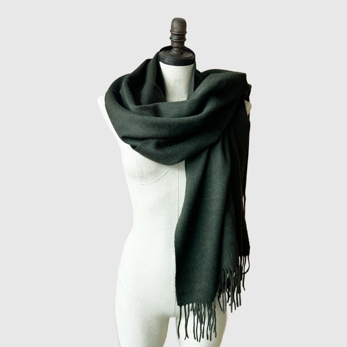 CLEARANCE Oversized lambswool scarf in Olive Green