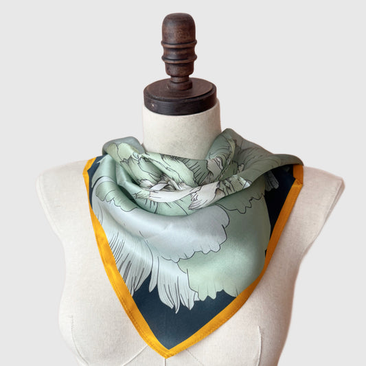 Peony Floral Silk Neck Scarf | Silk Summer Neck Wrap