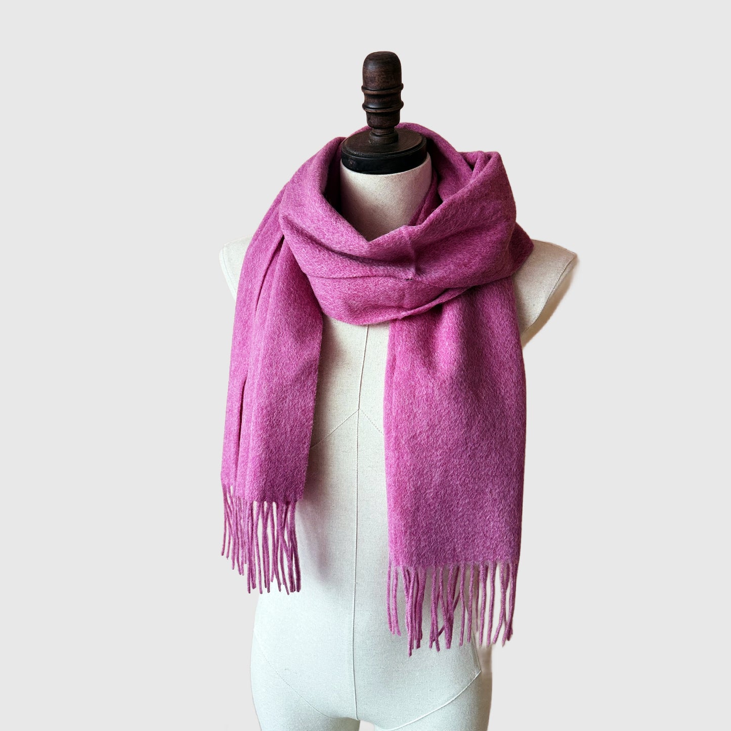 Pink and Red Merino Wool Scarf | Long scarf with tassels | 4 Colors