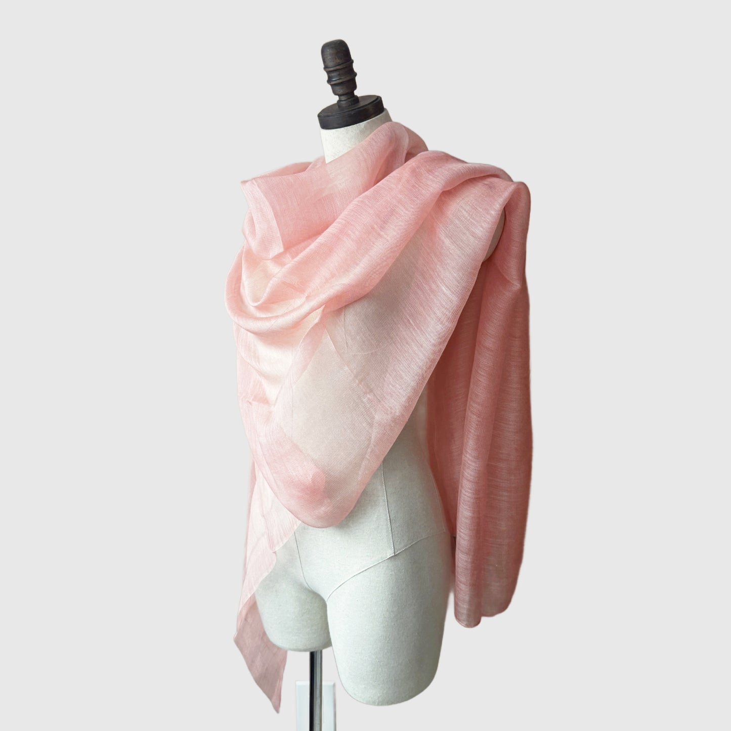 Pale Pink Silk Wool shawl | Large lightweight wrap scarf