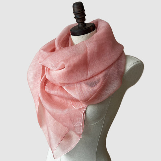 Pale Pink Silk Wool shawl | Large lightweight wrap scarf