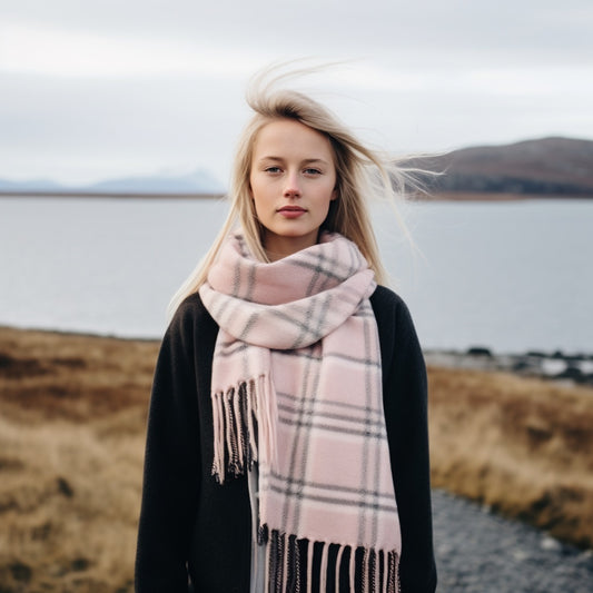 Pastel Plaid lambswool winter scarf