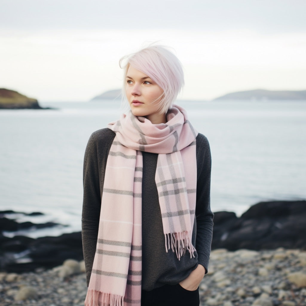 Pastel Plaid lambswool winter scarf