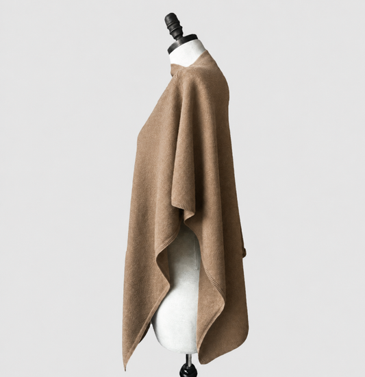 Dark Taupe Merino Wool Poncho Top