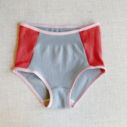 red blue cashmere french brief, cashmere underwear for women