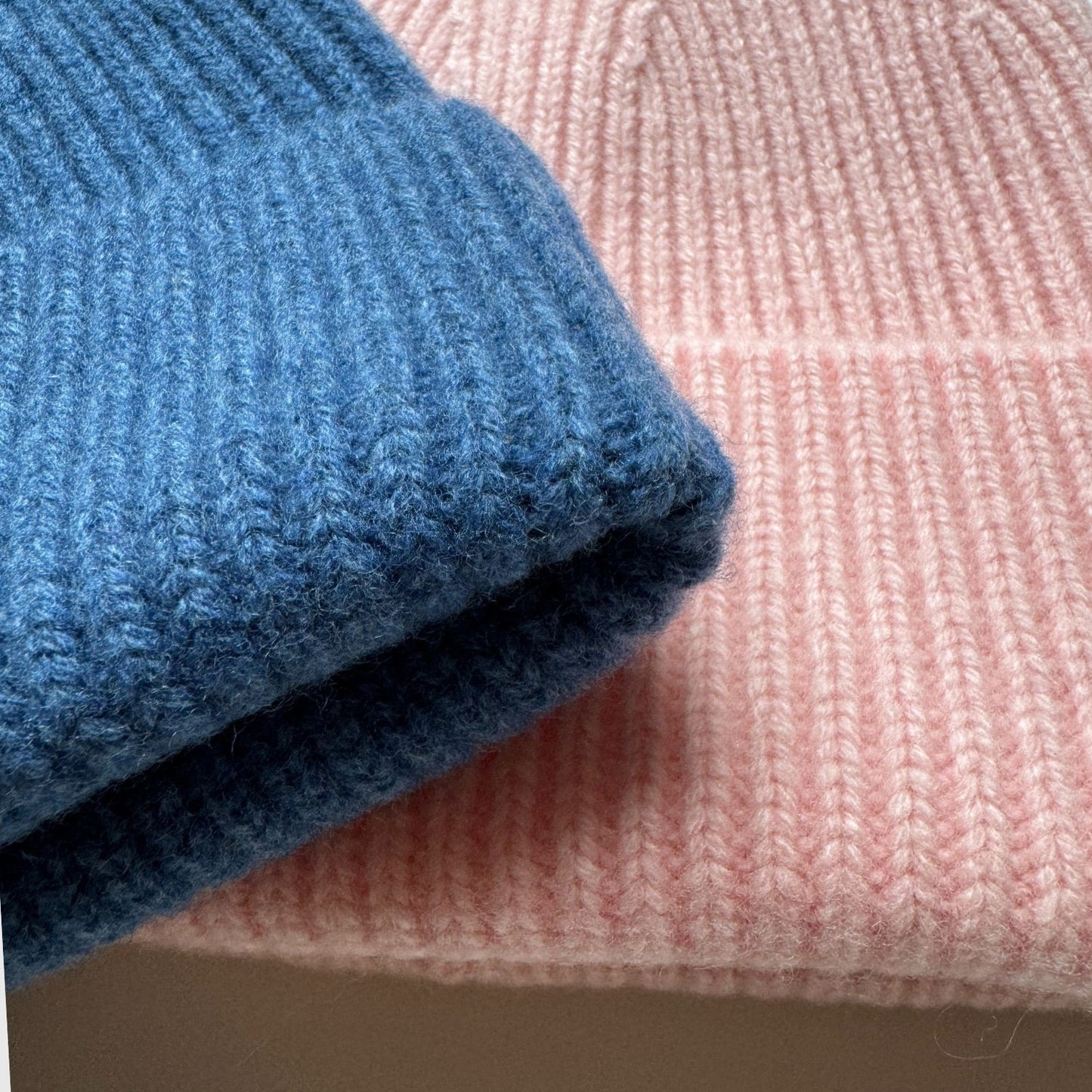 Blue pink merino wool hats