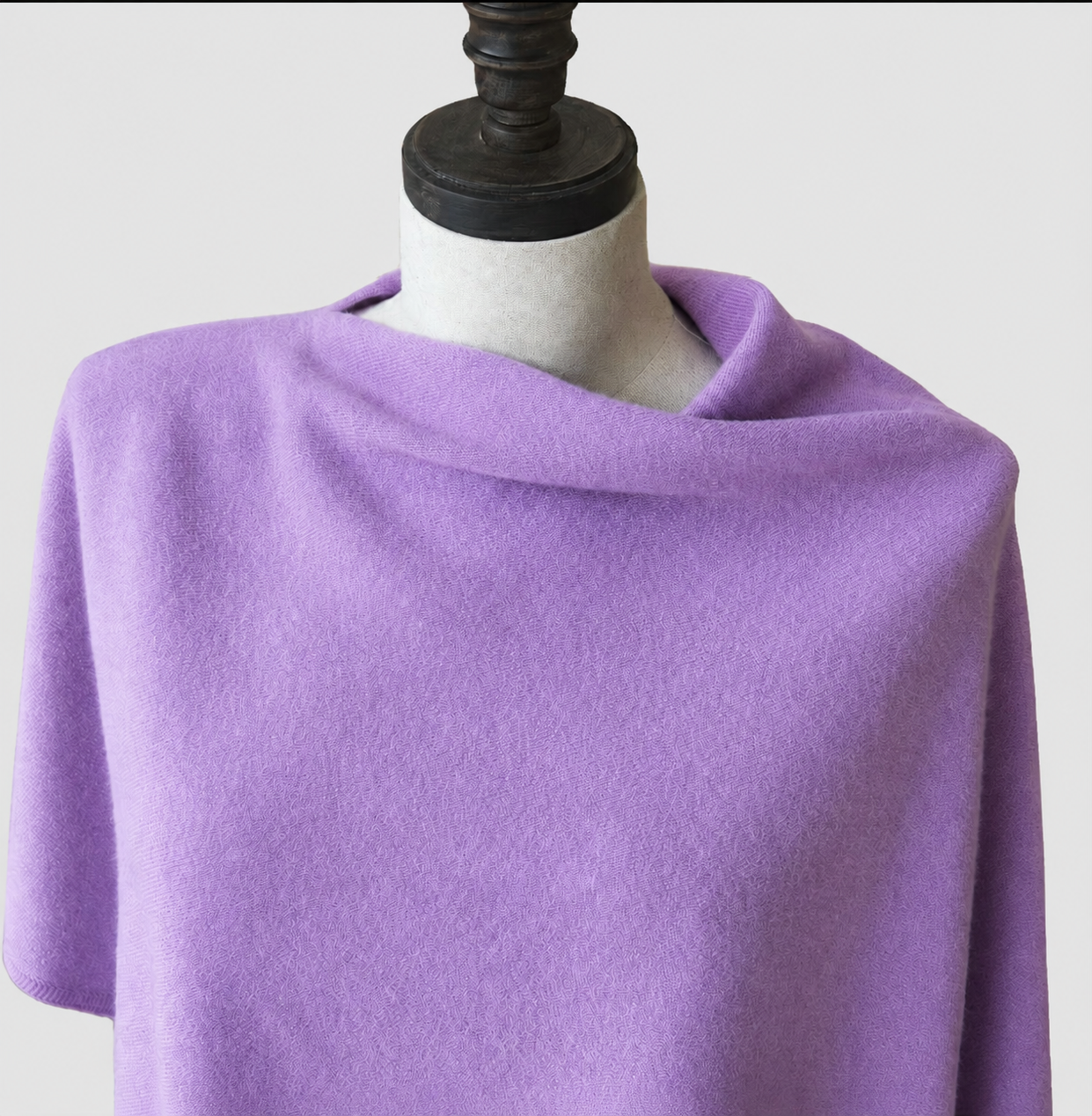 Purple Merino Wool Pullover Poncho