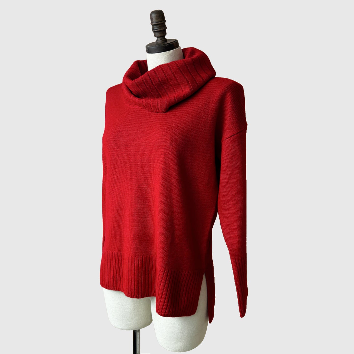 Winter wool cowl neck sweater top Red or Black | Merino wool women's knitwear