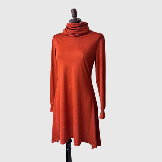 Oversized cowl tunic in merino wool or organic cotton