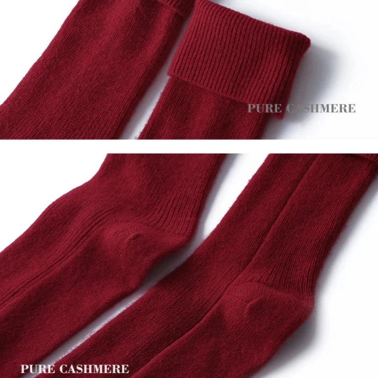 wine red cashmere socks