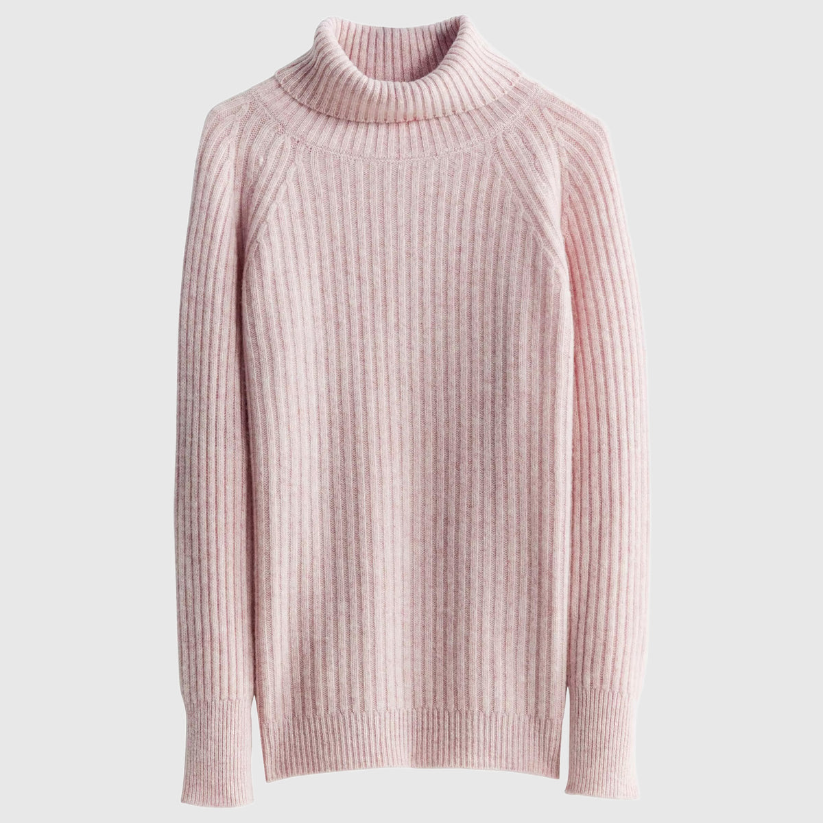 100% Pure Merino Wool Rib-Knit Turtleneck Sweater