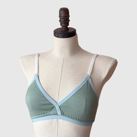Merino wool bra Small/Medium Sage Green | Handmade in Canada merino wool intimates