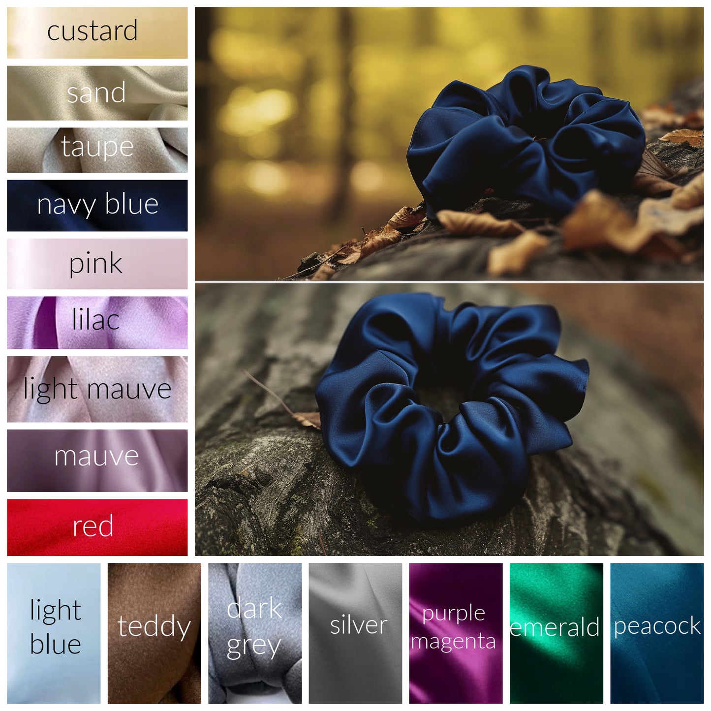 Natural Silk Satin Scrunchie | Ready-To-Ship | 17 Colors