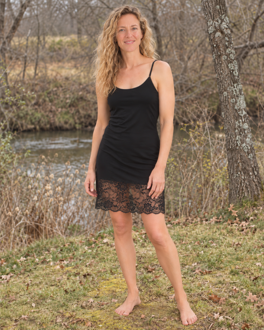 Silk Slip Dress with lace hem | 3 colors