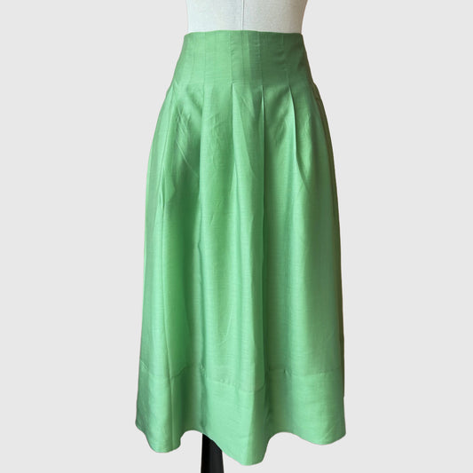 Vintage style pleated silk skirt with pockets | Summer midi skirt in natural silk