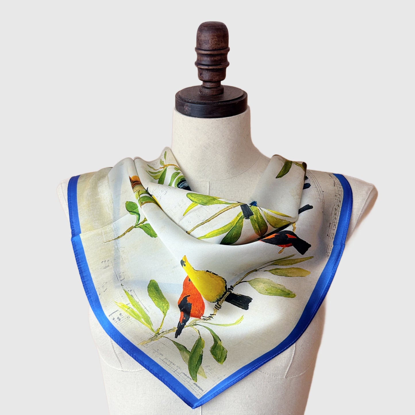 Bird Print Silk Neck Scarf | Silk Necktie