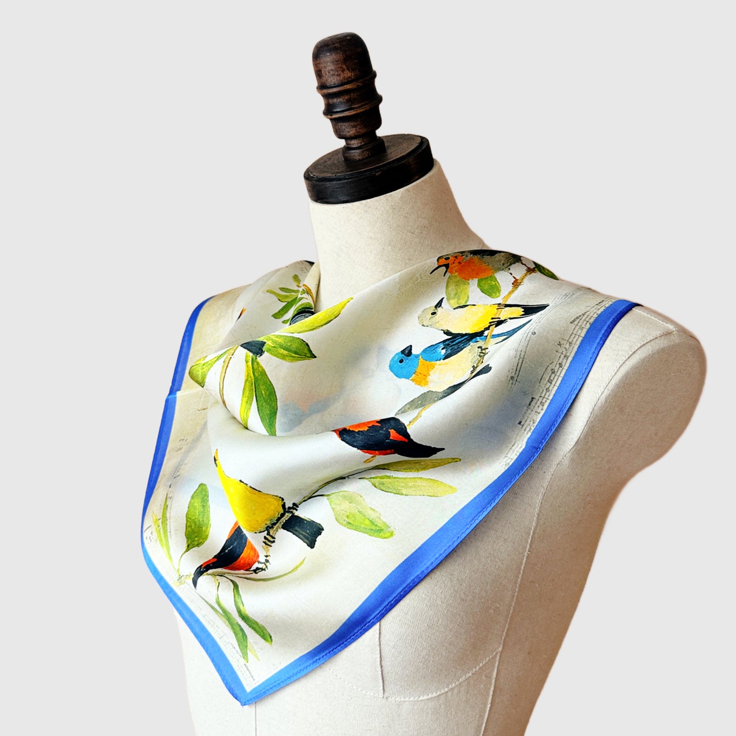 Bird Print Silk Neck Scarf | Silk Necktie