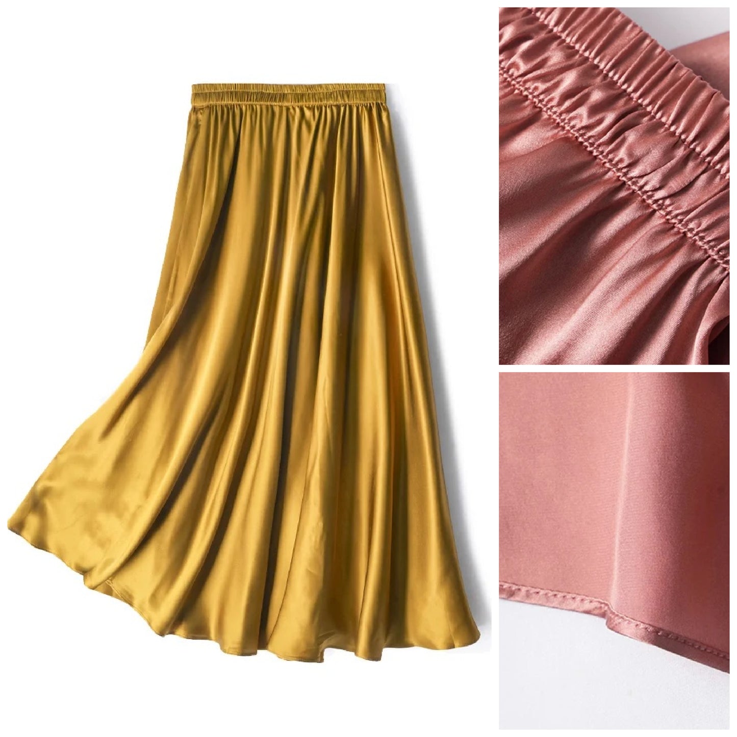 Flare silk skirt | Below knee skirt in 100% Mulberry Silk