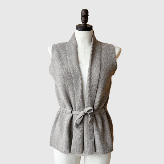 Sleeveless Cardigan with ties | Women's merino wool knitwear