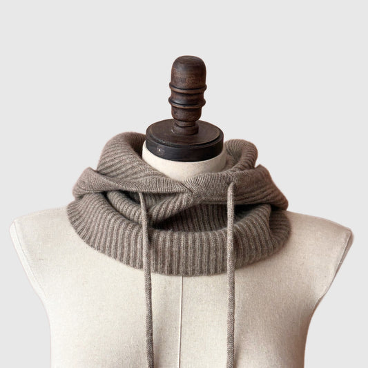 Taupe Cashmere Snood | Cashmere hats and neck warmers by Econica