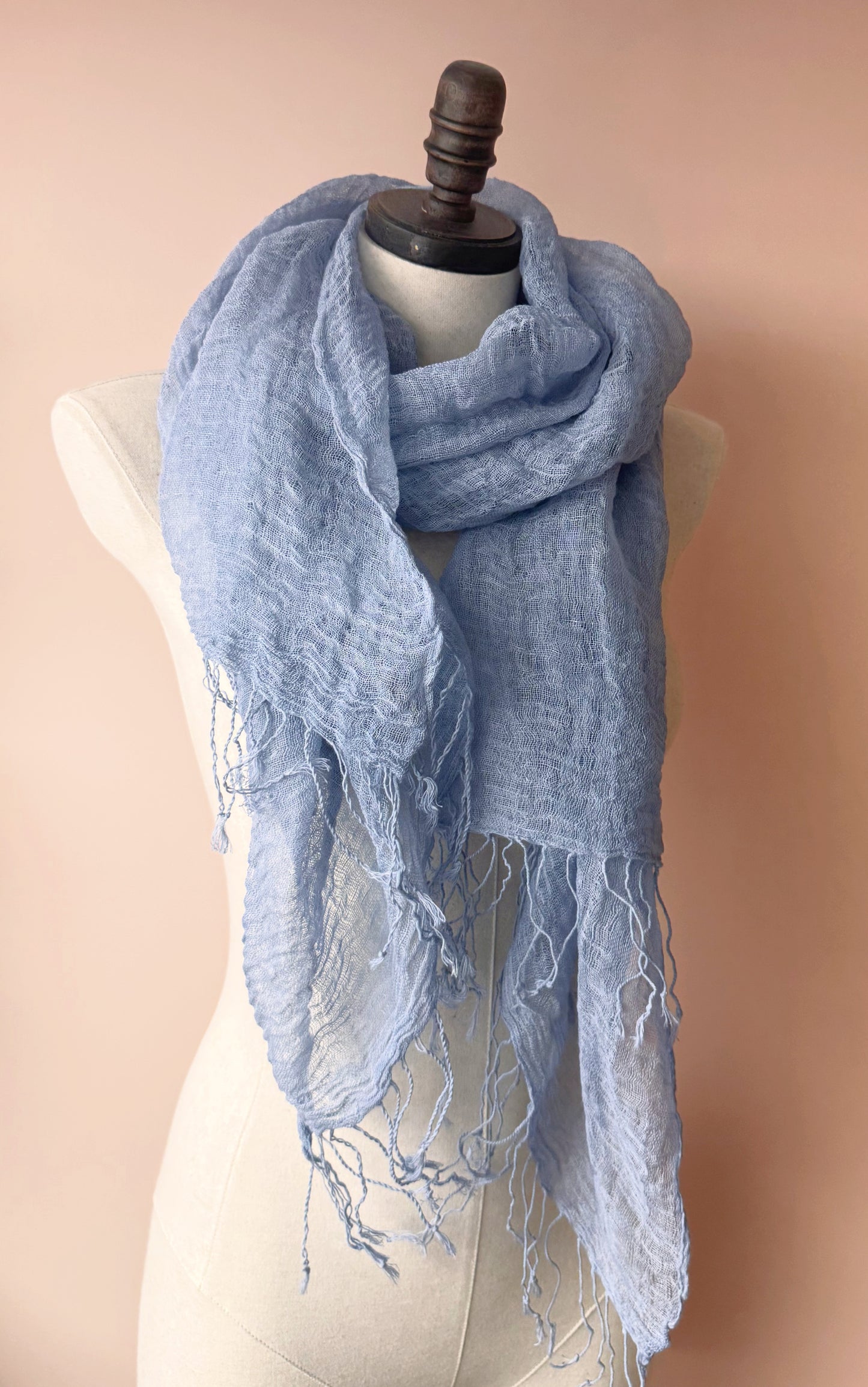 Ice Blue Summer Linen Scarf | Limited Edition | Linen scarves and shawls by Econica