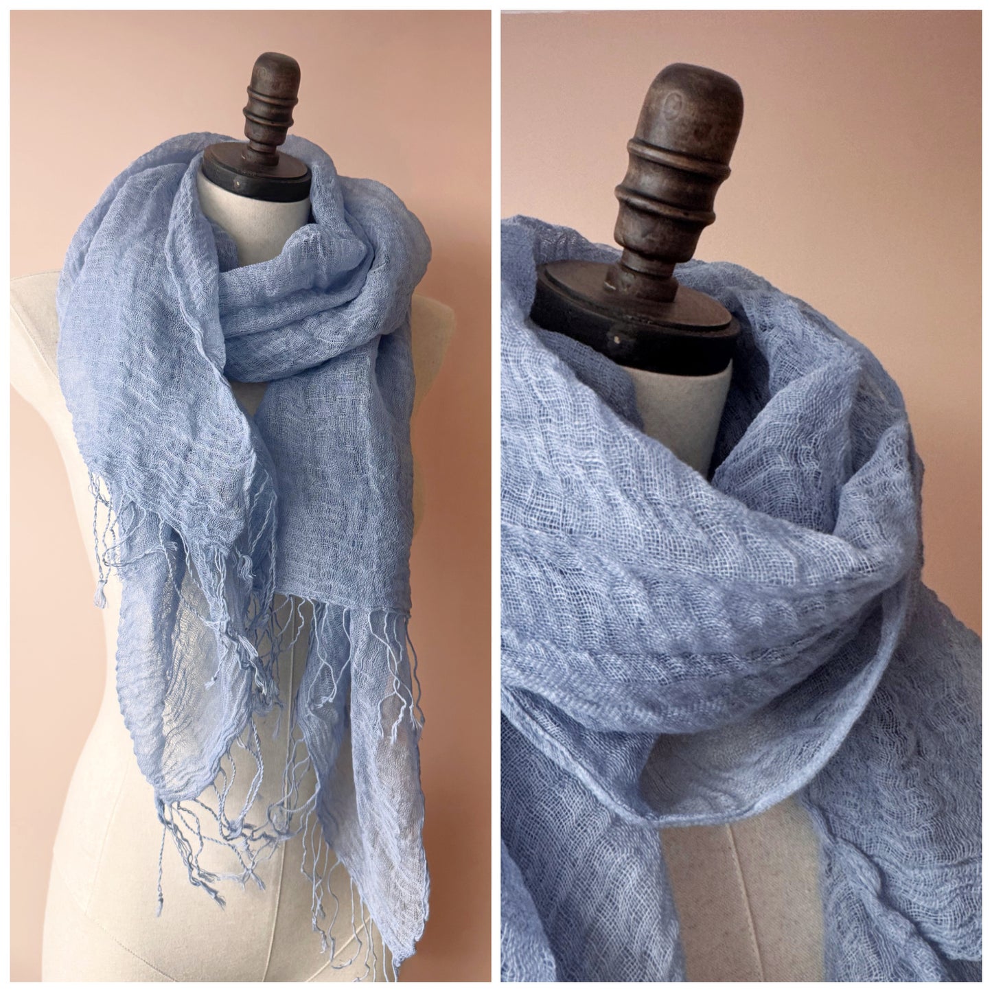 Ice Blue Summer Linen Scarf | Limited Edition | Linen scarves and shawls by Econica