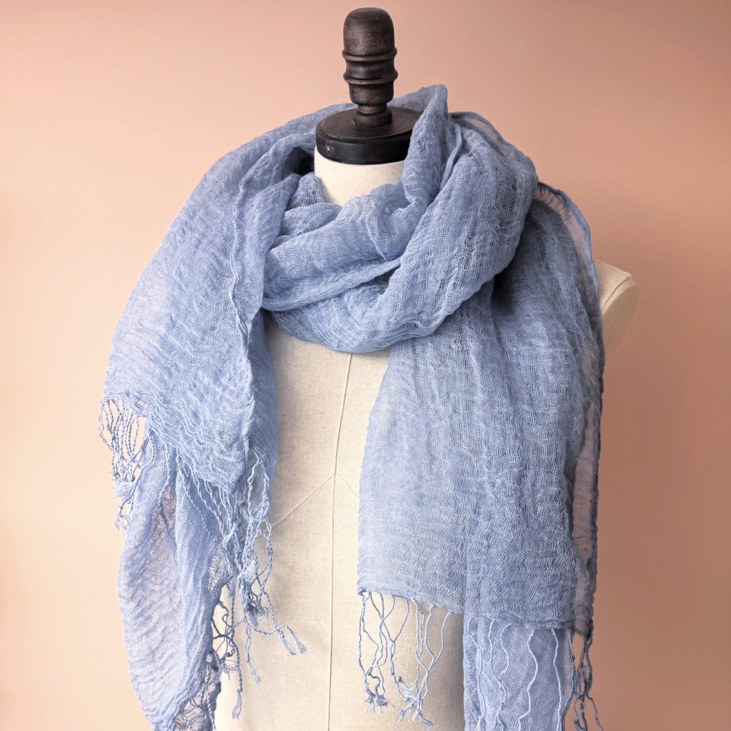 Ice Blue Summer Linen Scarf | Limited Edition | Linen scarves and shawls by Econica