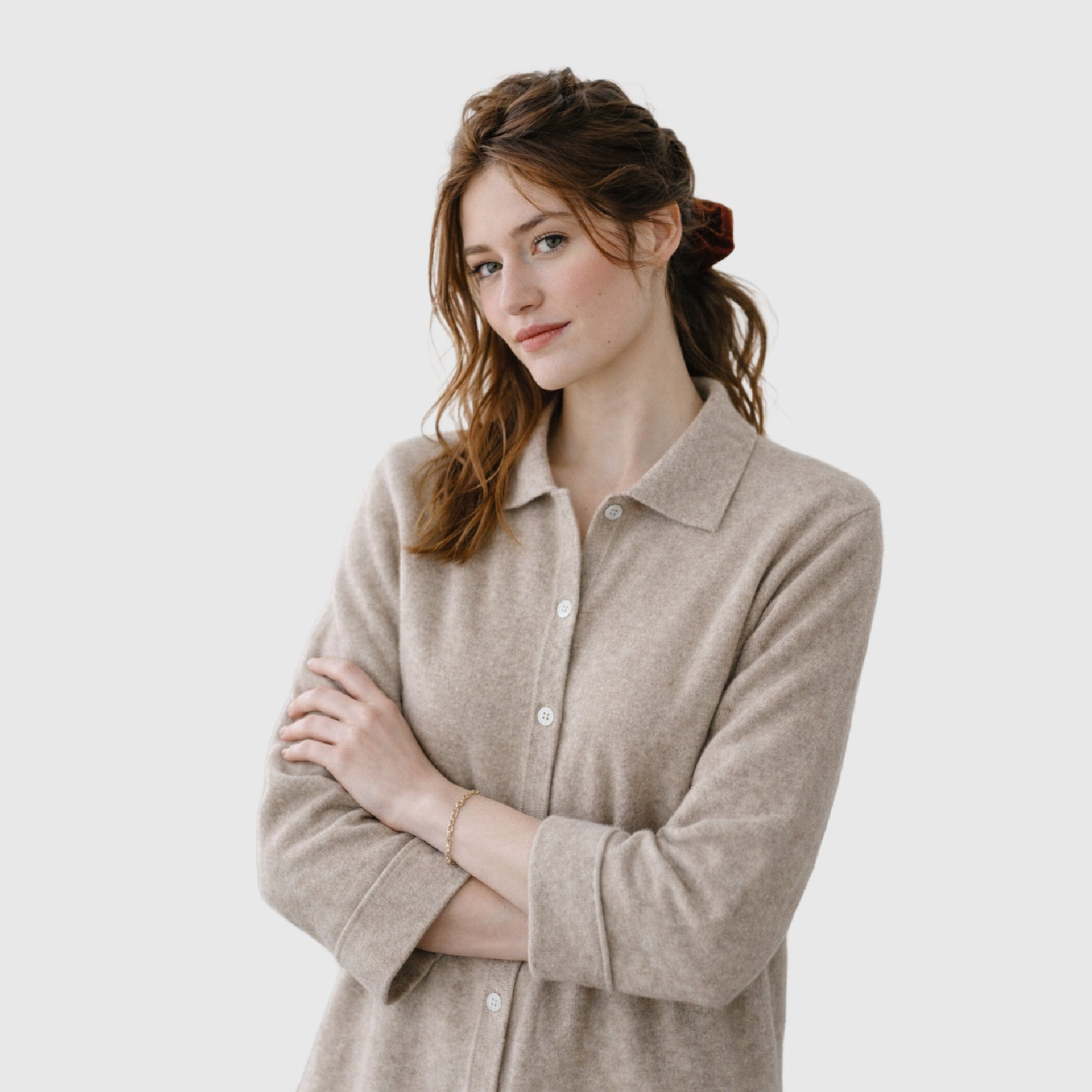 Cashmere Button-down Cardigan Shirt | Women’s cashmere knitwear