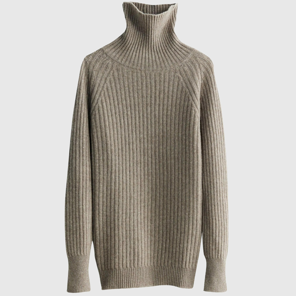 100% Pure Merino Wool Rib-Knit Turtleneck Sweater