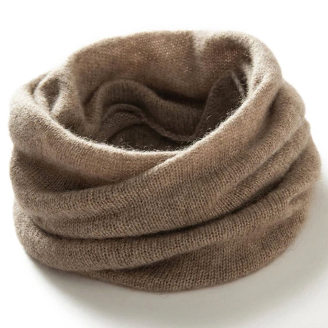 Taupe Natural 100% cashmere neck warmer, shop Canada cashmere clothes, scarves, shawls