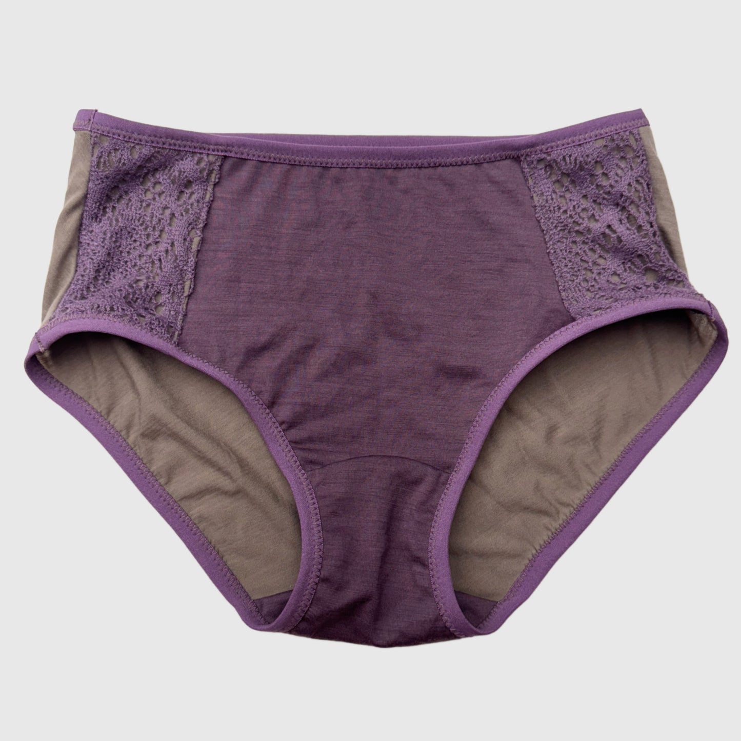 Grey Purple Merino Wool hipster brief Small | Ready-To-Ship