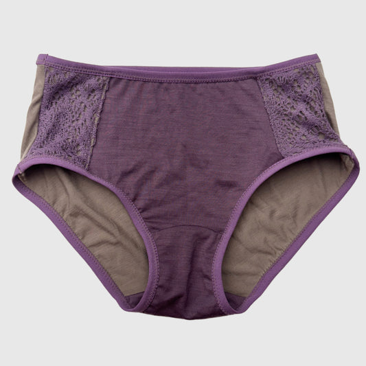 Grey Purple Merino Wool hipster brief Small | Ready-To-Ship